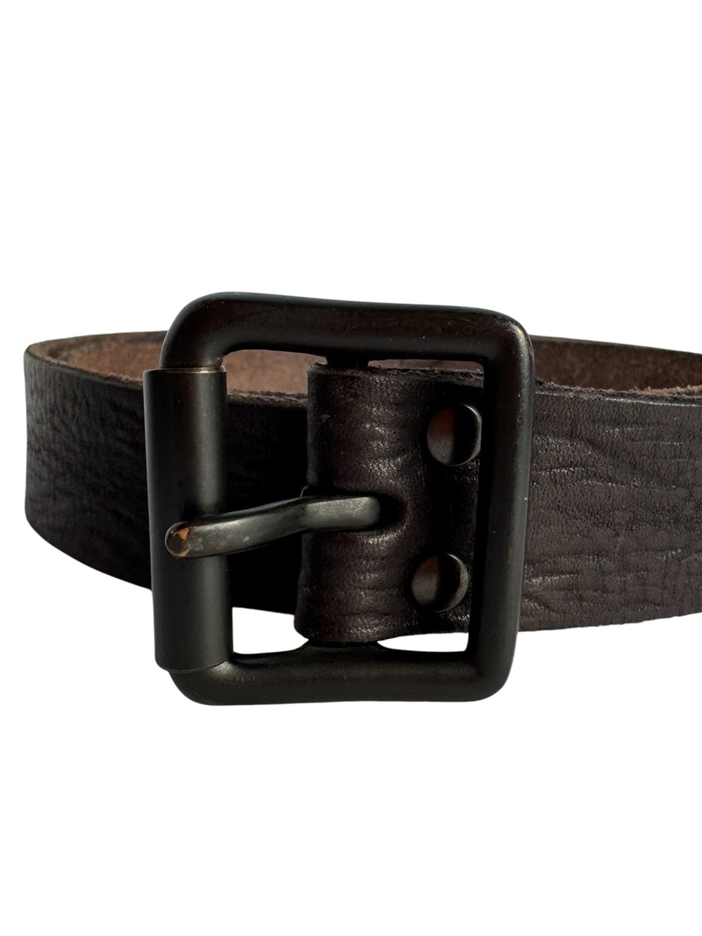 Distressed American Eagle Leather Belt S/M Black Y2K Worn In Rugged Casual GUC